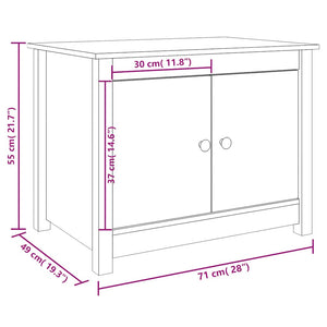 Schwarzer Couchtisch Kiefer Massivholz 71x49x55 cm