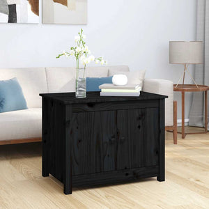 Schwarzer Couchtisch Kiefer Massivholz 71x49x55 cm