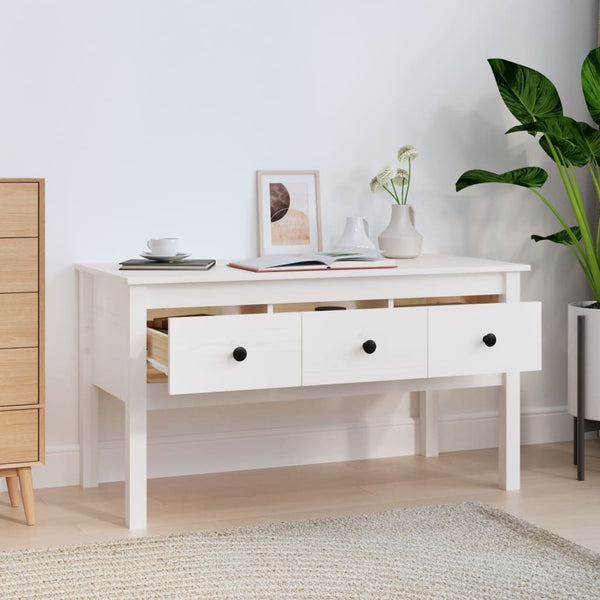 Weißer Couchtisch Kiefer Massivholz 102 cm