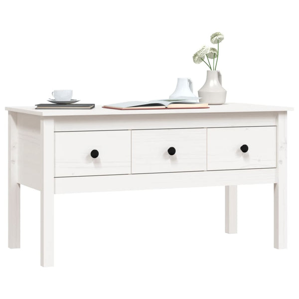 Weißer Couchtisch Kiefer Massivholz 102 cm
