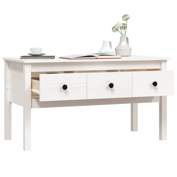 Weißer Couchtisch Kiefer Massivholz 102 cm