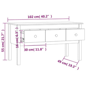 Weißer Couchtisch Kiefer Massivholz 102 cm