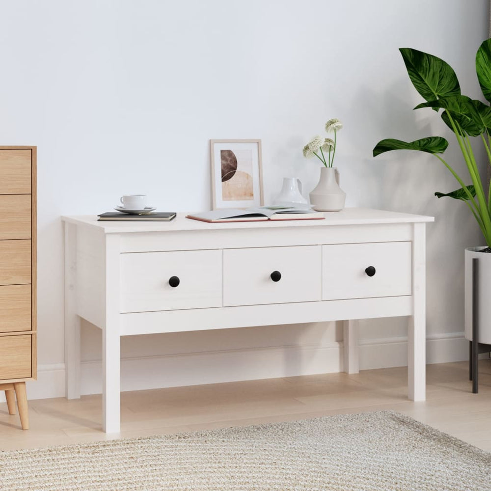 vidaXL Coffee Table White 102x49x55 cm Solid Pine Wood