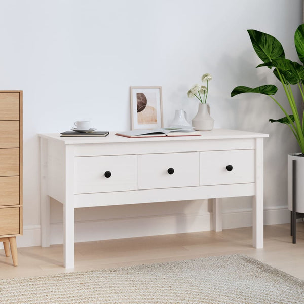 Weißer Couchtisch Kiefer Massivholz 102 cm