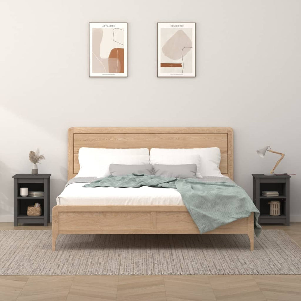 vidaXL Nightstands 2 pcs Grey 40x35x55 cm Solid Pine Wood