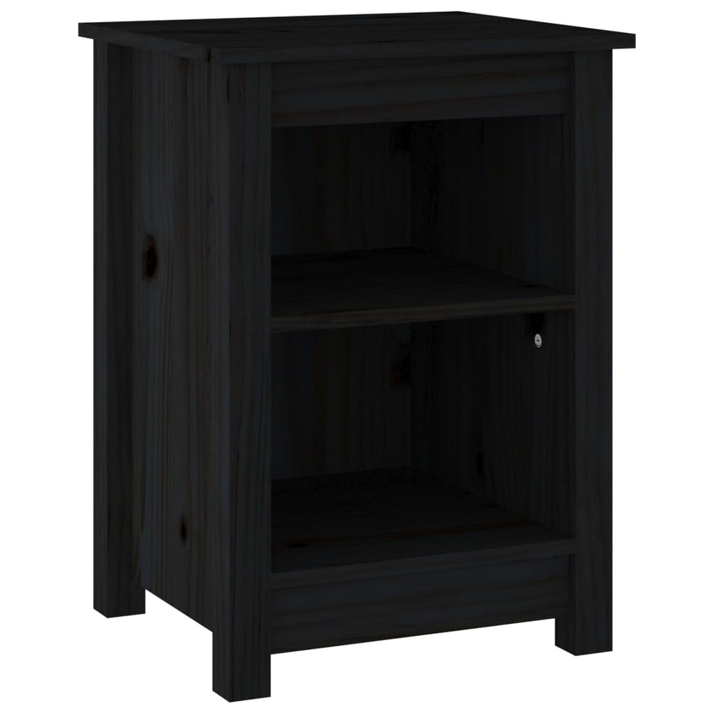 vidaXL Bedside Cabinet Black 40x35x55 cm Solid Pine Wood