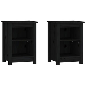 Nachttische 2er Set Schwarz Kiefer Massivholz