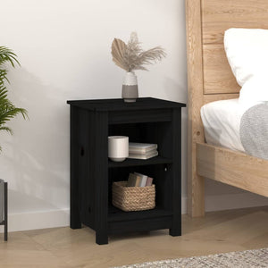 Nachttische 2er Set Schwarz Kiefer Massivholz