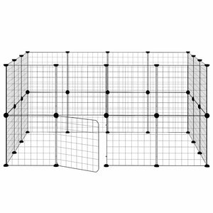 28-tlg. Haustierkäfig mit Tür Schwarz 35x35 cm Stahl