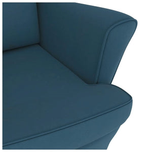 Schaukelstuhl Ohrensessel Blau Samt und Massivholz