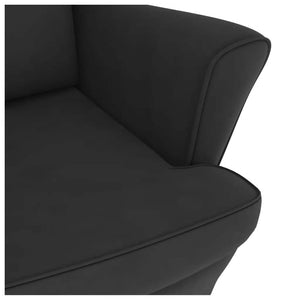 Schaukelstuhl Ohrensessel Schwarz Samt und Massivholz