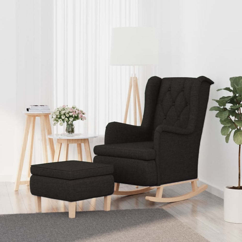 Schaukelsessel mit Hocker Schwarz Stoff