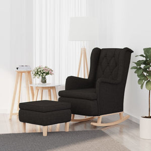 Schaukelsessel mit Hocker Schwarz Stoff