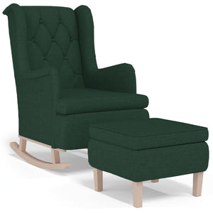 vidaXL Fauteuil à bascule avec repose-pieds Tissu Vert foncé