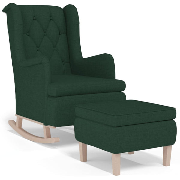 vidaXL Fauteuil à bascule avec repose-pieds Tissu Vert foncé