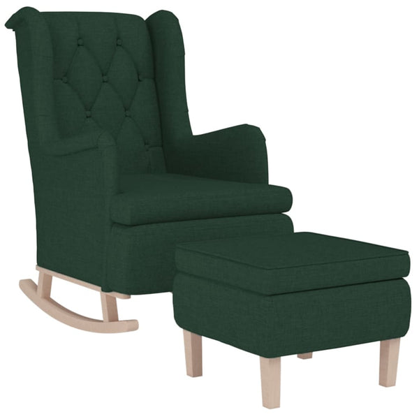vidaXL Fauteuil à bascule avec repose-pieds Tissu Vert foncé