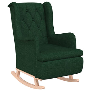 vidaXL Fauteuil à bascule avec repose-pieds Tissu Vert foncé