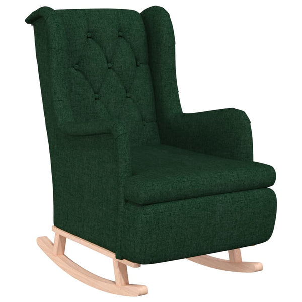 vidaXL Fauteuil à bascule avec repose-pieds Tissu Vert foncé
