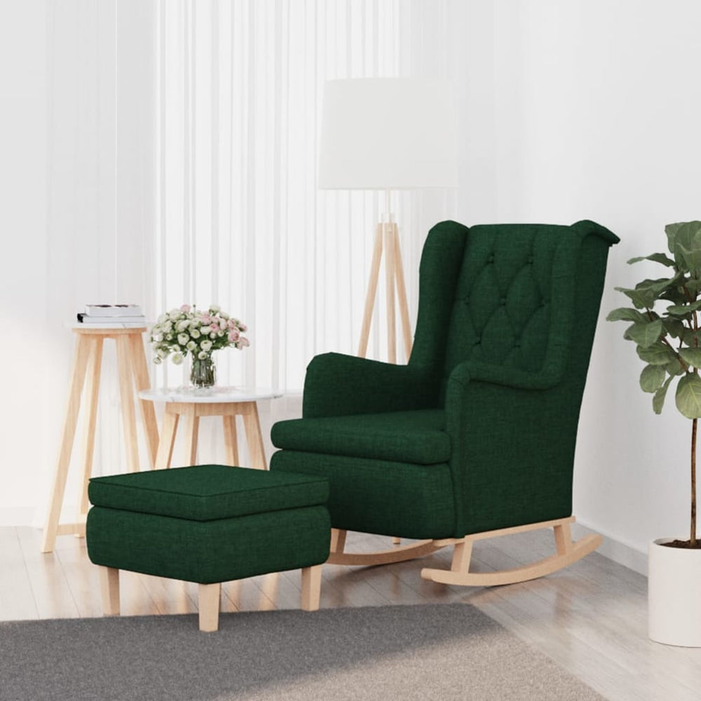 Schaukelsessel mit Hocker Dunkelgrün Stoff