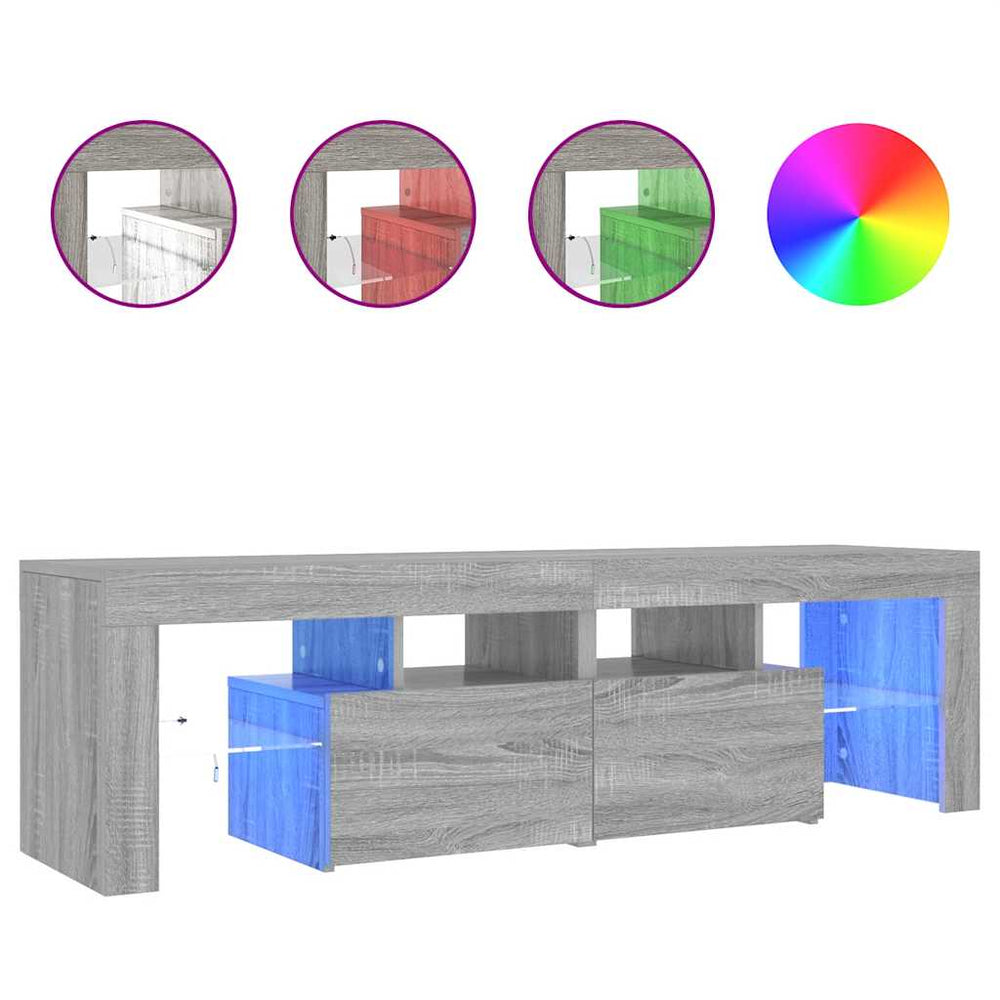 Grauer TV-Schrank mit LED-Beleuchtung 140 cm