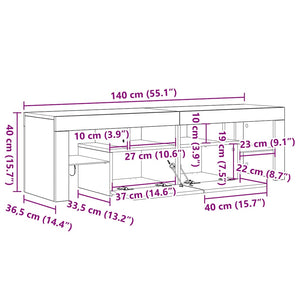 Grauer TV-Schrank mit LED-Beleuchtung 140 cm