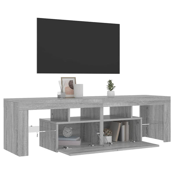 Grauer TV-Schrank mit LED-Beleuchtung 140 cm