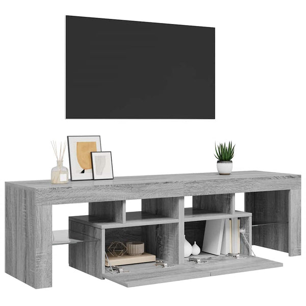 Grauer TV-Schrank mit LED-Beleuchtung 140 cm