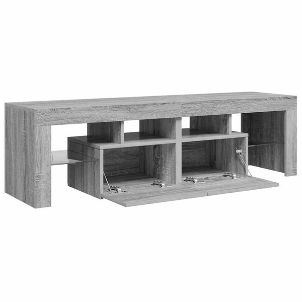 Grauer TV-Schrank mit LED-Beleuchtung 140 cm