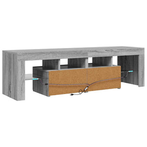 Grauer TV-Schrank mit LED-Beleuchtung 140 cm