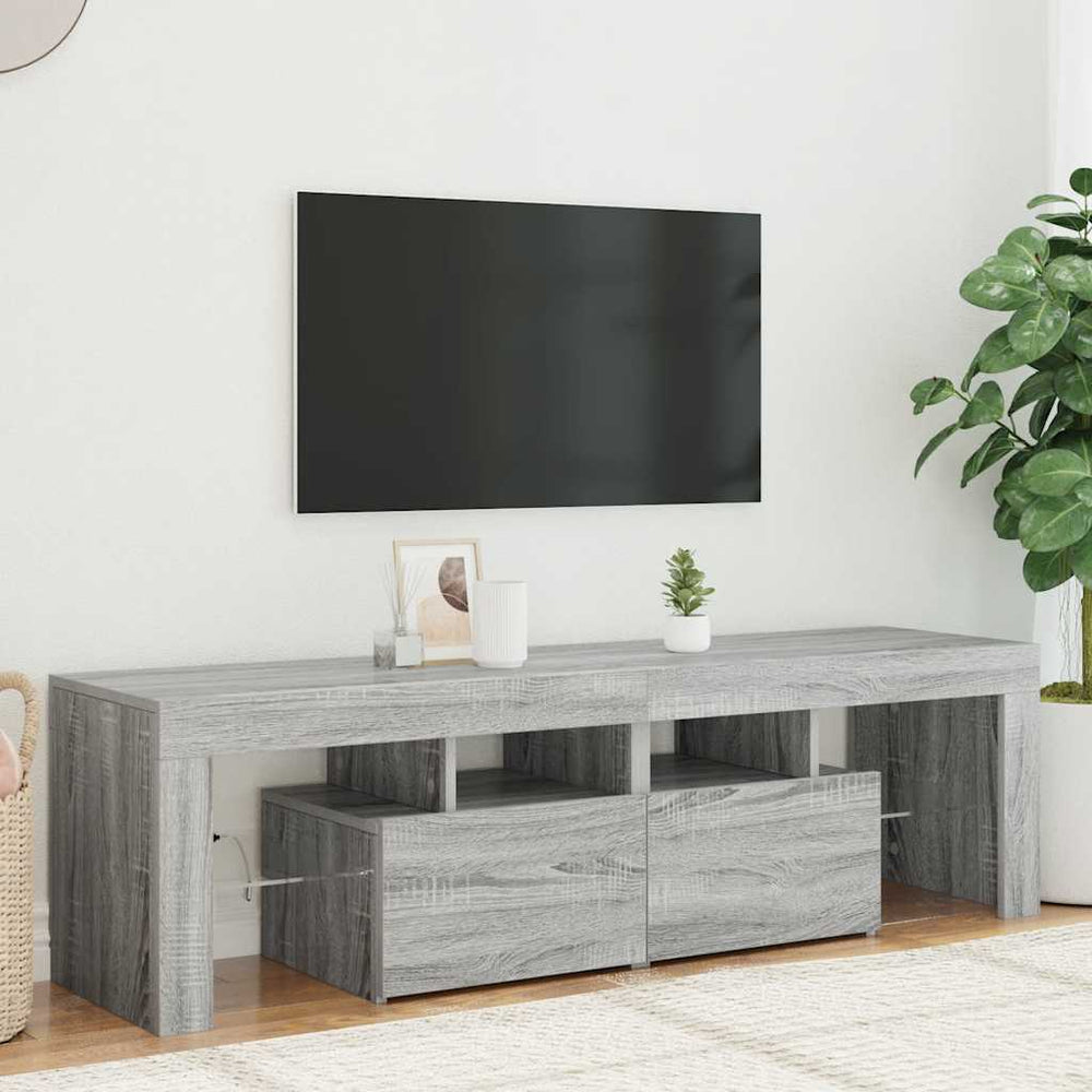 Grauer TV-Schrank mit LED-Beleuchtung 140 cm