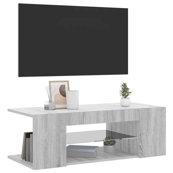 TV-Schrank Grau Sonoma mit LED 90 cm