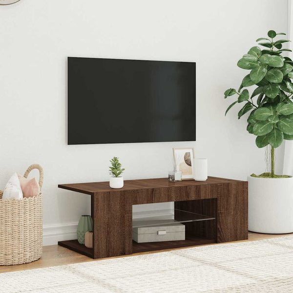 TV-Schrank mit LED Braun Eichen-Optik 90 cm