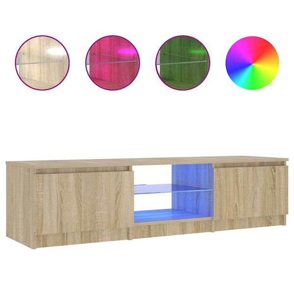 TV-Schrank Räuchereiche mit LED 140 cm