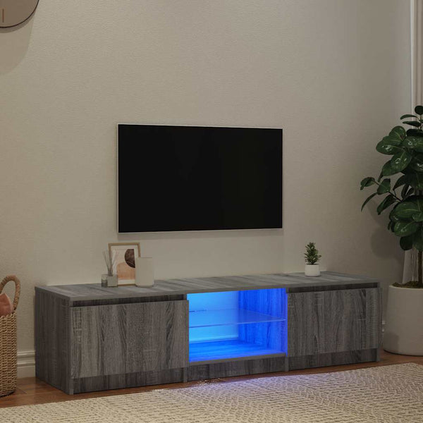 TV-Schrank Grau Sonoma mit LED 140 cm