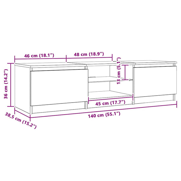 TV-Schrank Grau Sonoma mit LED 140 cm