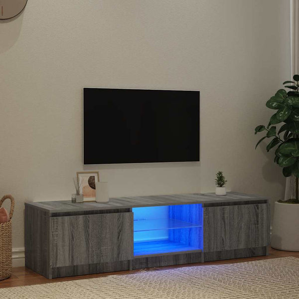 TV-Schrank Grau Sonoma mit LED 140 cm