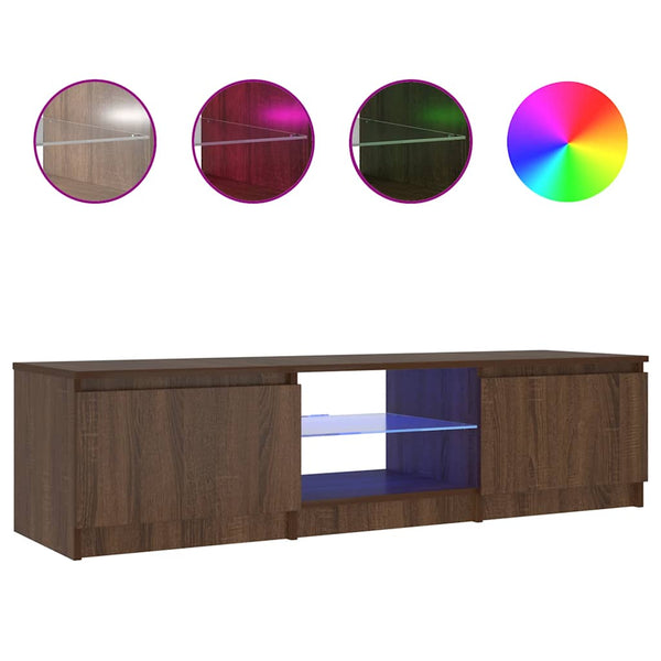 TV-Schrank mit LED Braun Eichen-Optik 140 cm