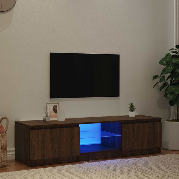 TV-Schrank mit LED Braun Eichen-Optik 140 cm