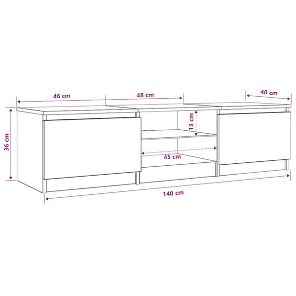 TV-Schrank mit LED Braun Eichen-Optik 140 cm