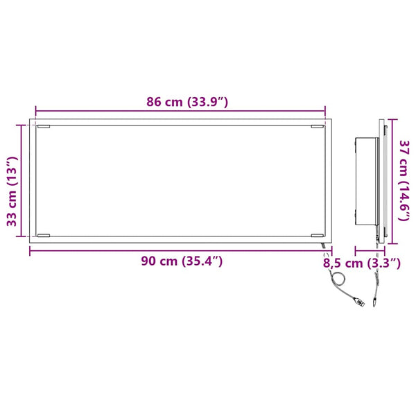 Grauer Spiegel Sonoma 90x37cm