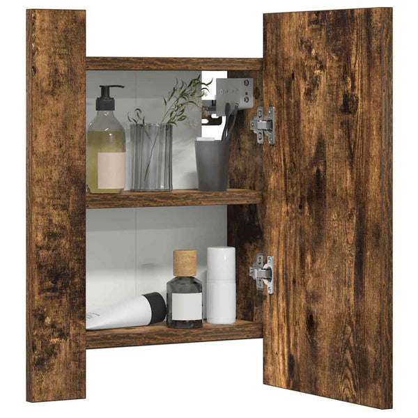 LED-Spiegelschrank Räuchereiche 40 cm