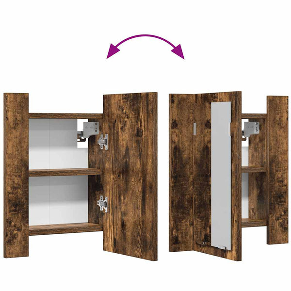 LED-Spiegelschrank Räuchereiche 40 cm
