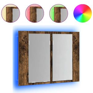 LED-Spiegelschrank Räuchereiche 60 cm