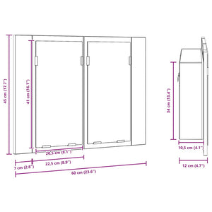 LED-Spiegelschrank Grau Sonoma 60 cm