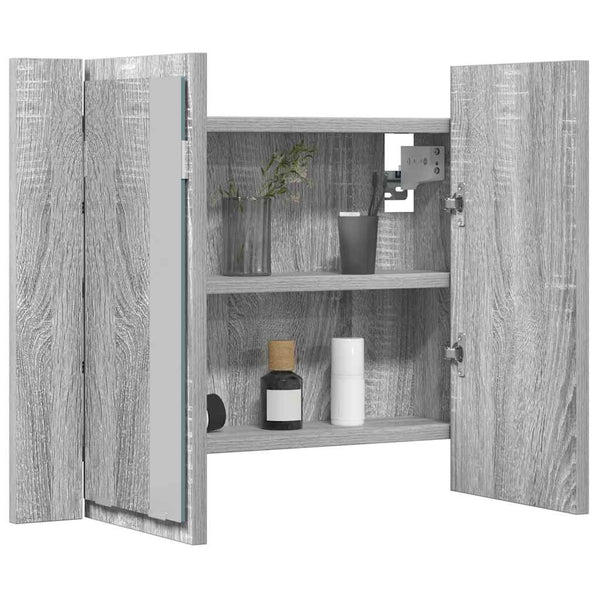 LED-Spiegelschrank Grau Sonoma 60 cm