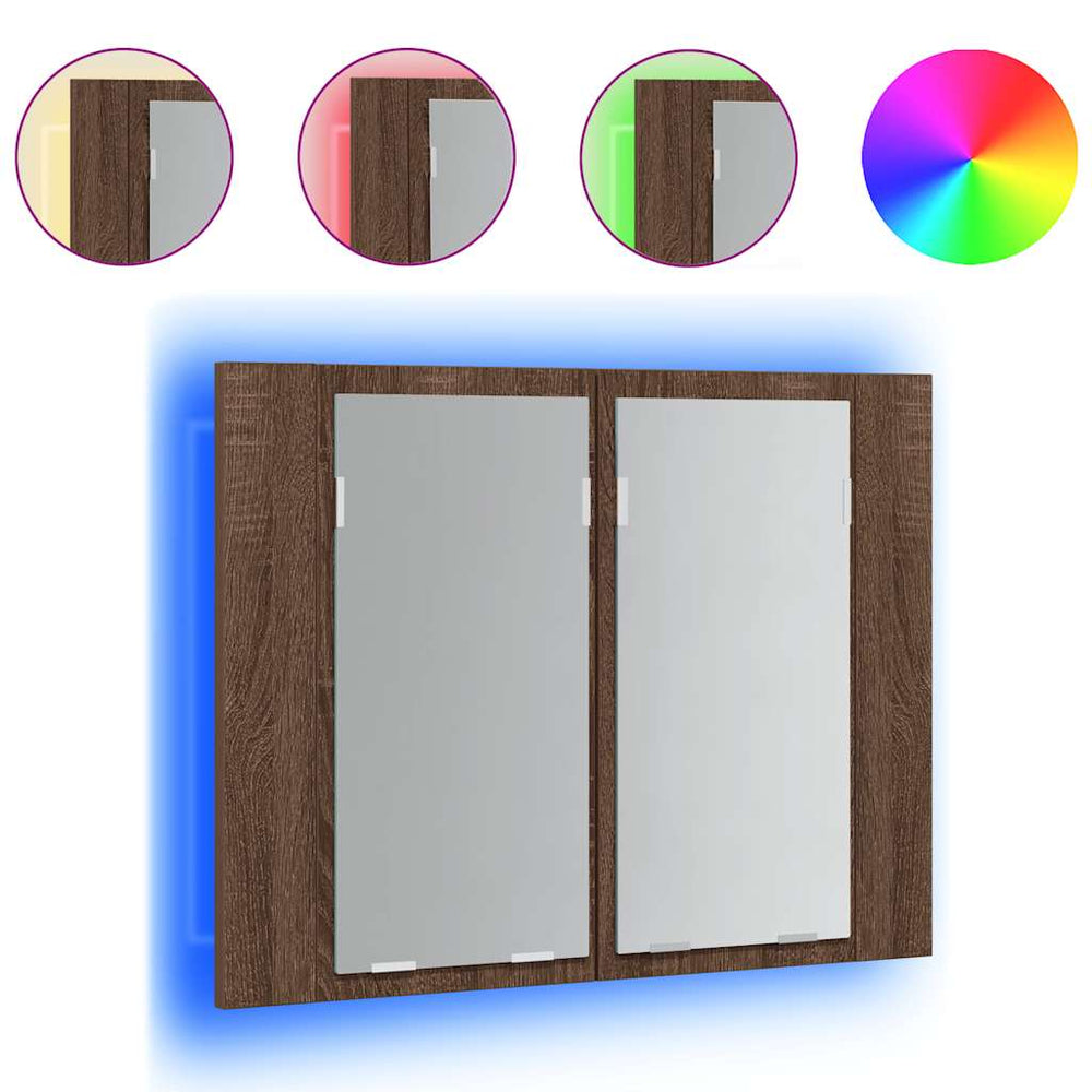 LED Spiegelschrank Braun Eiche 60 cm