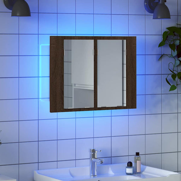 LED Spiegelschrank Braun Eiche 60 cm