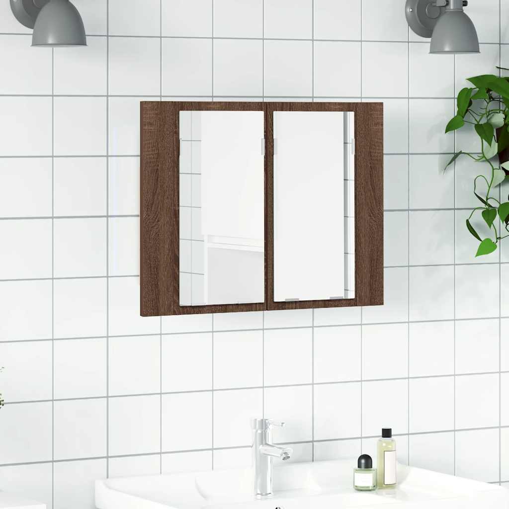 LED Spiegelschrank Braun Eiche 60 cm
