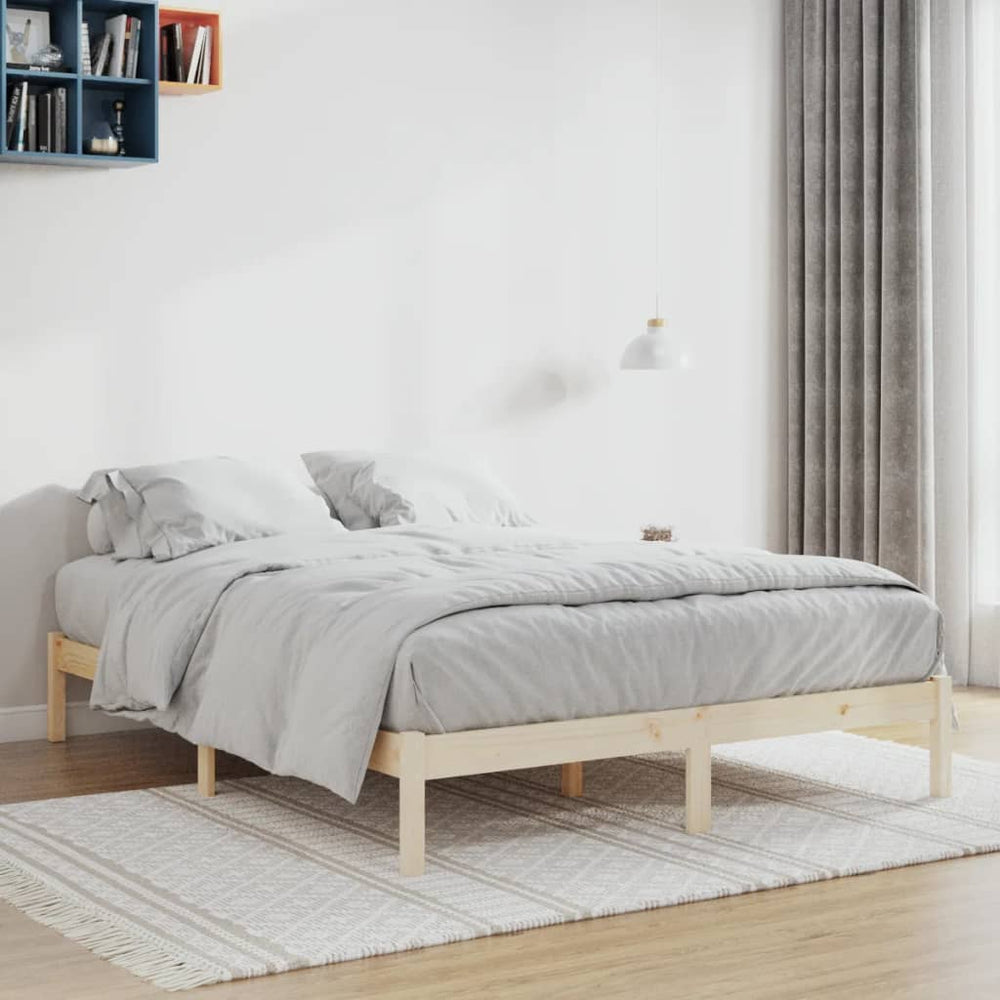 vidaXL Lit en bois massif sans matelas 152x203 cm pin