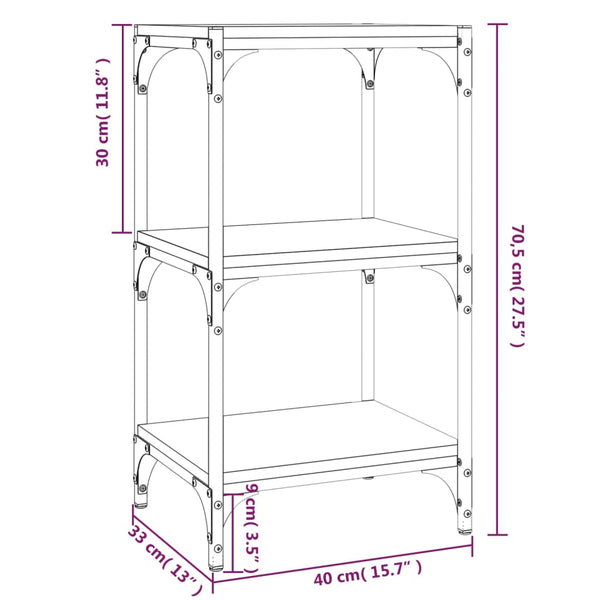Schwarzes Bücherregal 40x33x70,5 cm